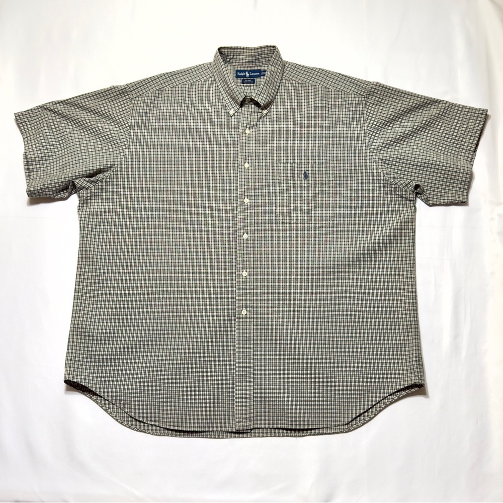 Ralph Lauren Black & White Check Casual Button Down Short Sleeve Shirt Excellent